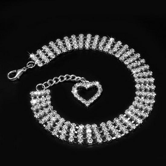Heart Pendant Rhinestone Pet Collar for Small To Medium Dogs and Cats
