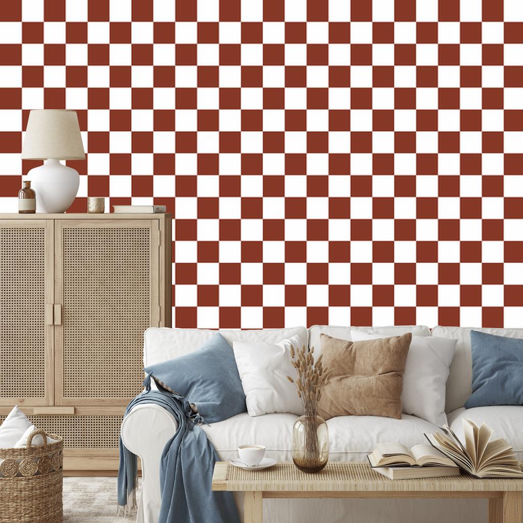 Checkerboard wallpaper red and white, red background 50x1000