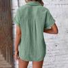 Womens Summer Fashion Color Lapel Casual Button Pocket Short Sleeved Shirt Top