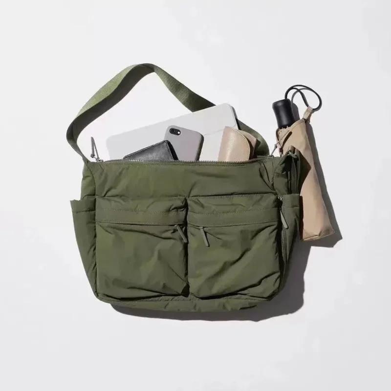 Nylon Zipper Casual Handbag Men Multi-pocket Streetwear Messenger Bag Waterproof Sport Shoulder Bag High Capacity Bags For Women