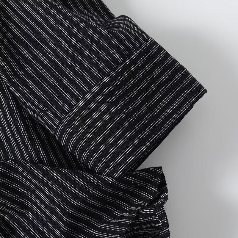 2025 Spring Women's Striped Print Loose Single-Breasted Lapel Shirt