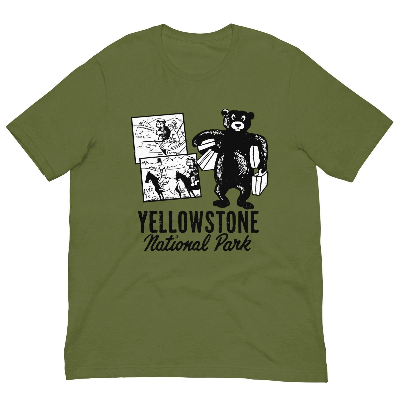 

Vintage Retro T Shirt Yellowstone National Park Graphic Tee For Men Women XL