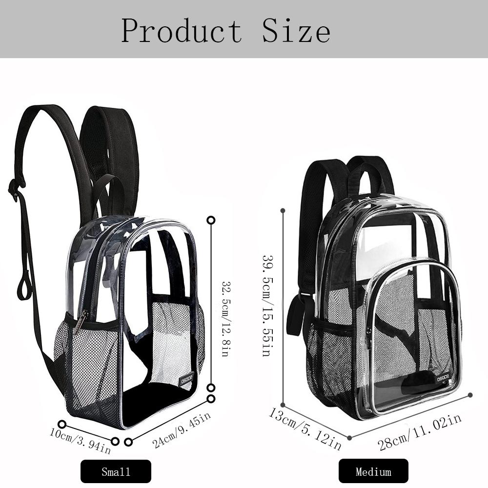 Water-Resistant Clear Backpack  for Concert Sport Event Work Security Travel Festival