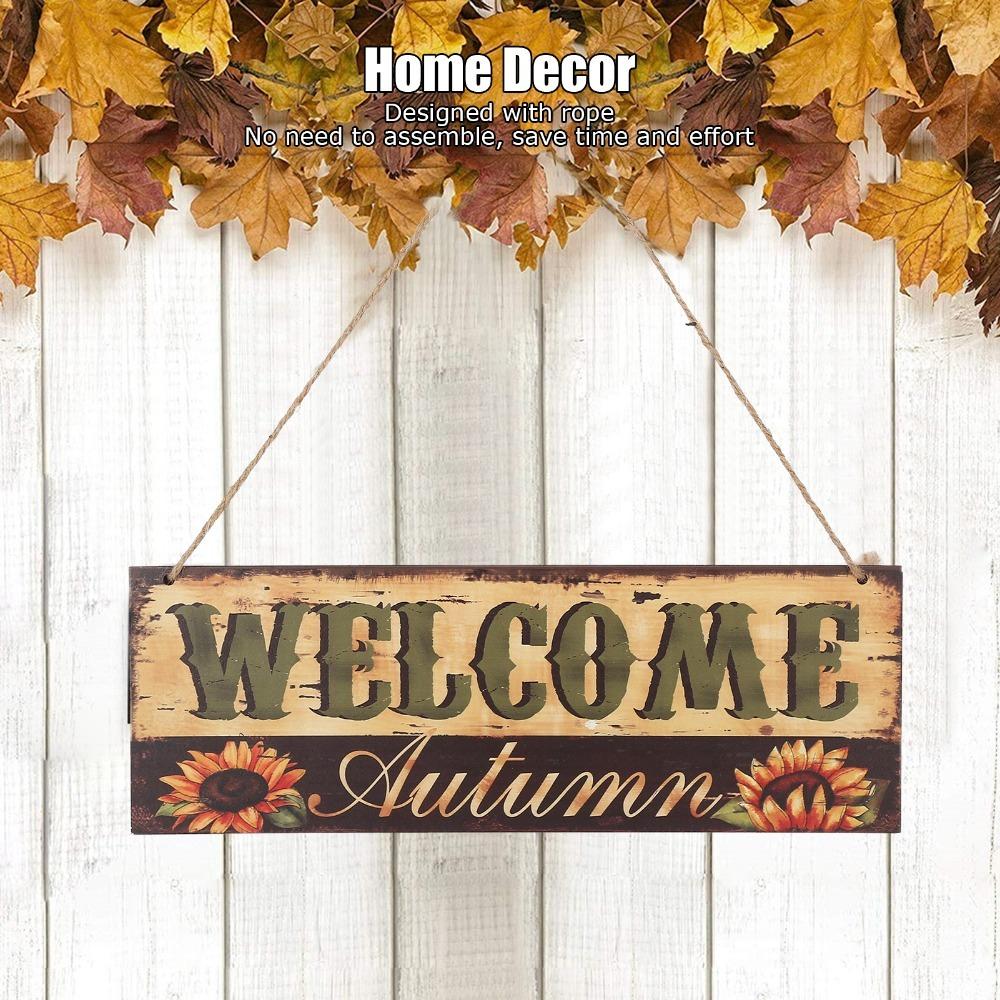Lightweight Wooden Hanging Sign Pumpkin Sunflower Pattern Door Decor Home Decoration