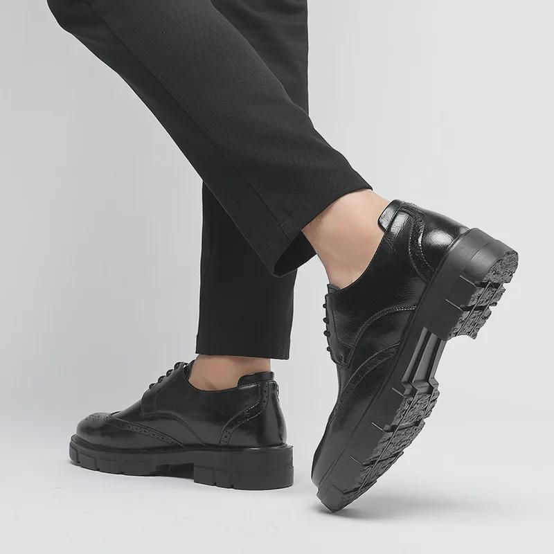 Men's Leather Height-Boosting Shoes: 10cm Business, 8cm British Style Wedding Options