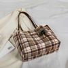 Retro Plaid Small Fragrant Tote Bag Women's New Work Commuter Bag Large Capacity Versatile Shoulder Armpit Bag