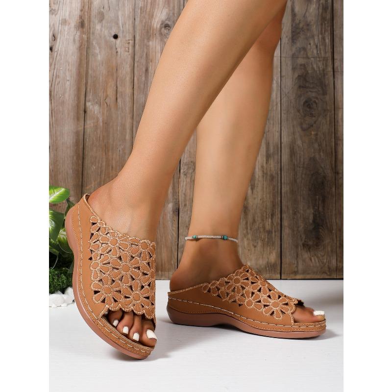 Summer New Wedge Slippers Women's 2025 Plus Size Platform Cutout Sandals