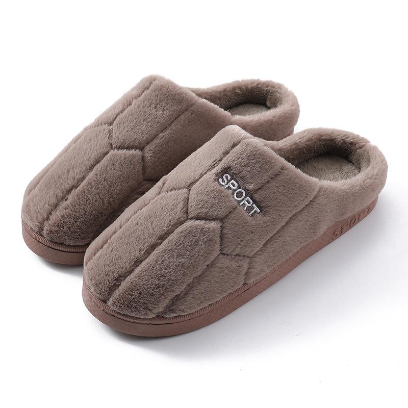 

New cotton slippers autumn and winter women wear warm cotton mop home non-slip couple hair slippers men 44-45 yards (1-2 yards smaller)