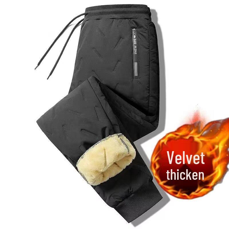 Unisex Windproof Lamb Fleece Cotton Pants: Fleece-Lined, Thickened, Ideal for Autumn and Winter