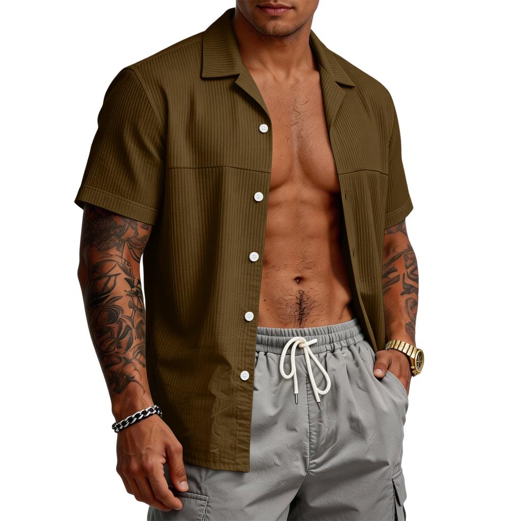Men's Casual Stretch Short Sleeve Cardigan | Lightweight Fashion Open Front Tops For Daily Wear
