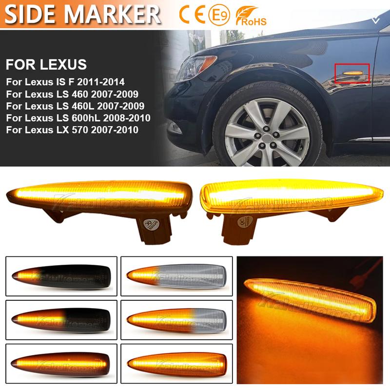 1 Pair LED Dynamic Side Marker Blinker Light  For Lexus IS F LS460 LS460L LS600h LS600hL LX570 LX450D Scroll Turn Signal Lamp