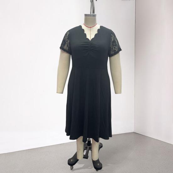 Plus Size Formal Dress for Women Lace Short Sleeve A-line Dress Mother of The Bride Wedding Guest Evening Gown