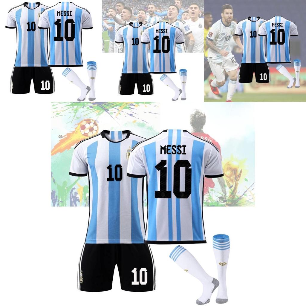 Wysokiej jakości sportowe skarpety unisex z mieszanki bawełny dla dzieci Trzy gwiazdki 2022 Argentyna edycja domowa Wzór z numerem 10