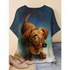 Plus Size Tees Women's Short Sleeved 3D Printed Top Holiday Animal Pattern Weekend Basic V Neck T Shirt Summer