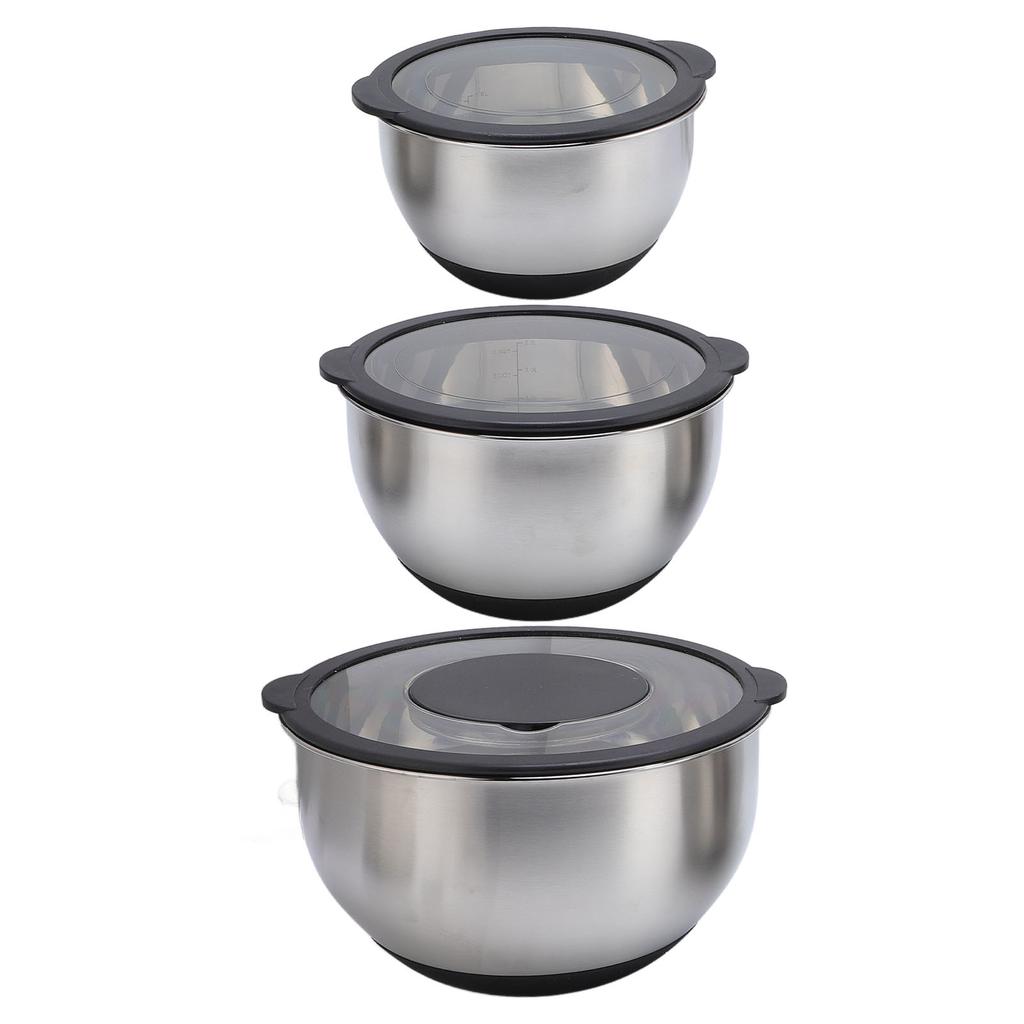 3PCS Mixing Bowls with Lids 3PCS Graters Stainless Steel Salad Bowl Set for Kitchen Baking and Food