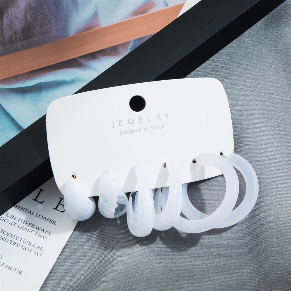 Retro Temperament Resin Earrings Pure Color Simple Earrings 6-piece Set of Geometric Gentle Simple Earrings