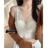 Elegant Lace Wireless Padded Bra – Chic French Vest Style