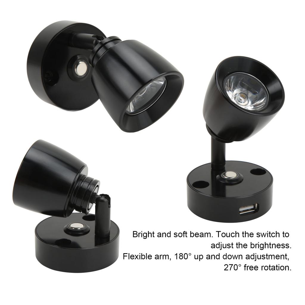 RV LED Rding Light Press Dimming   USB Port Wall Mount Car Interior Light for     Boat