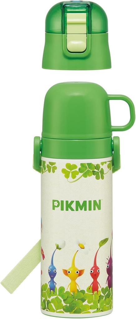 Two-Way Stainless Steel Sports Water Bottle with One-Touch Cup, 470ml (Direct Drinking) and 430ml (Cup Drinking) Set (Water Bottle, Name Sticker)