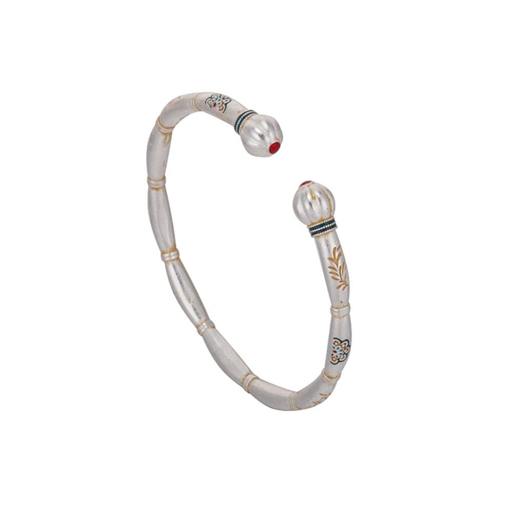 Solid Slub Pumpkin Opening Bangles Ethnic Style Open Cuff Bracelet  Banquet Jewelry