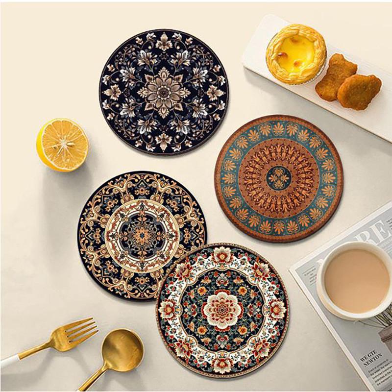 Bohemian Luxury Insulated Coaster Set With Rubber Material For Home Dining Decor