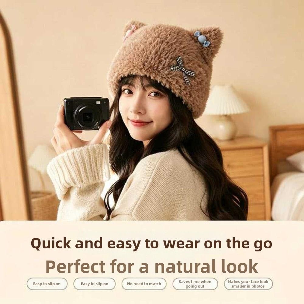 Soft Fuzzy Texture Plush Beanie Hat Warm And Cozy Fuzzy Winter Hat Women's Beanie Cap