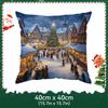 Christmas City Night View Cushions Pillowcase Polyester Cushion Cover Throw Pillow Pillowcover Home Car Sofa Decor