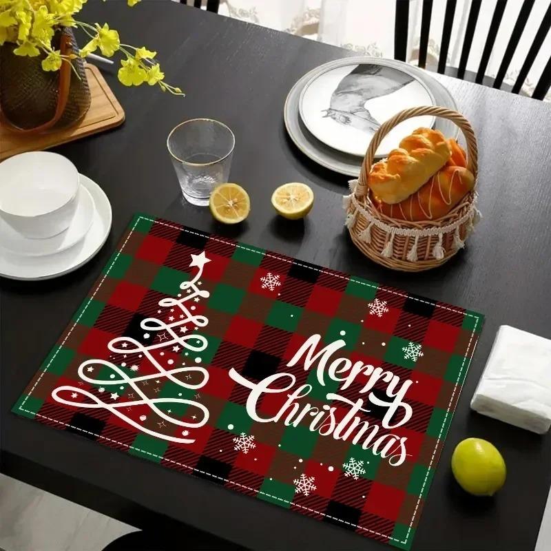 Placemats Table Linen Santa Claus Table Mat Christmas Restaurant Placemat Living Room Table Decoration Insulated Table Mat