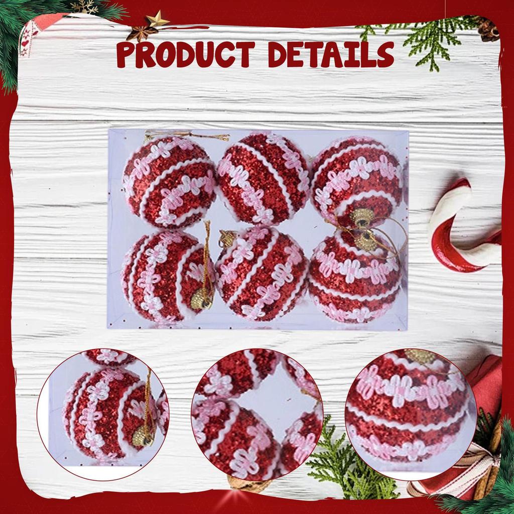 6 Pieces Christmas Hanging Decorations Xmas Decor Decorative Balls Baubles for Home