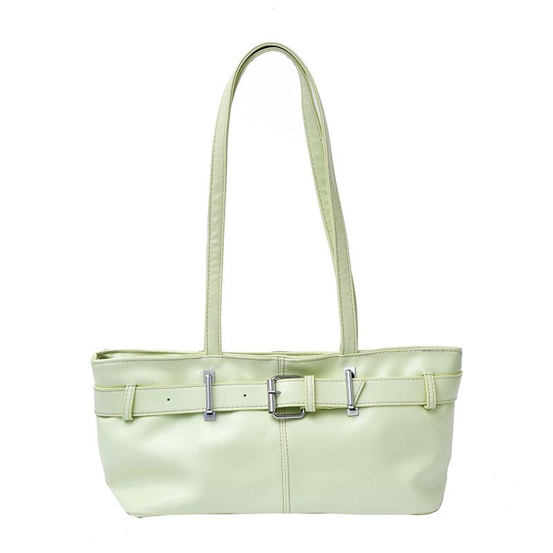 Chic Minimalist Solid Color Shoulder Bag New Retro Faux Leather Handbag Trendy Street Style Commuter Purse KTB