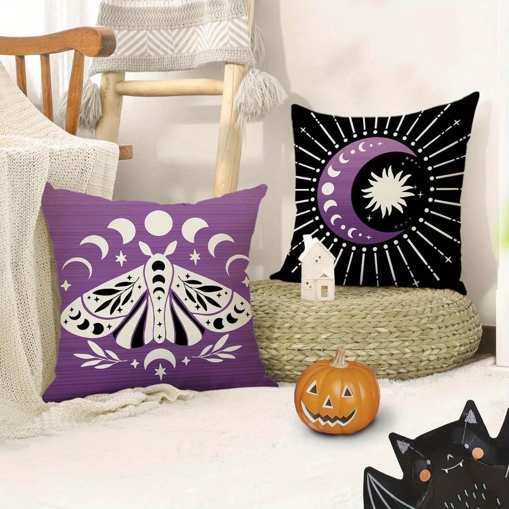 Halloween Moon Phase and Mystical Creature Pillowcases: It's just A PHASE, Snake, Moth & Starburst Designs Sofa cushion cover