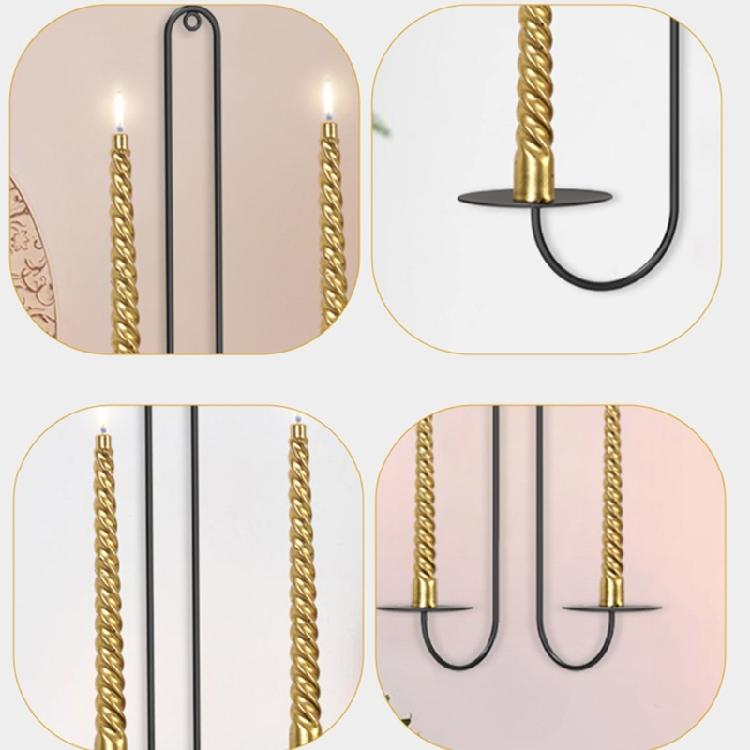 Black Metal Candle Sconces Double Armed Wall Mounted Iron Candle Holders Candlestick for Romance Living Room Decoration