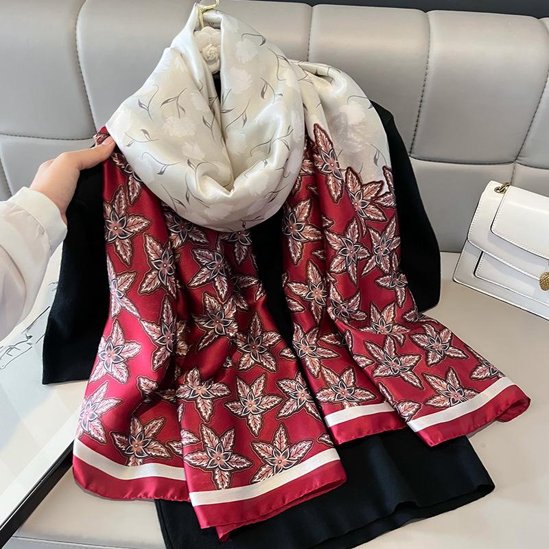 180X90Cm Luxury  Fashion Summer Women Soft Silk Scarves Female Shawl Foulard Ladies Muffler Beach Wrap Bandanna Pareo Beach