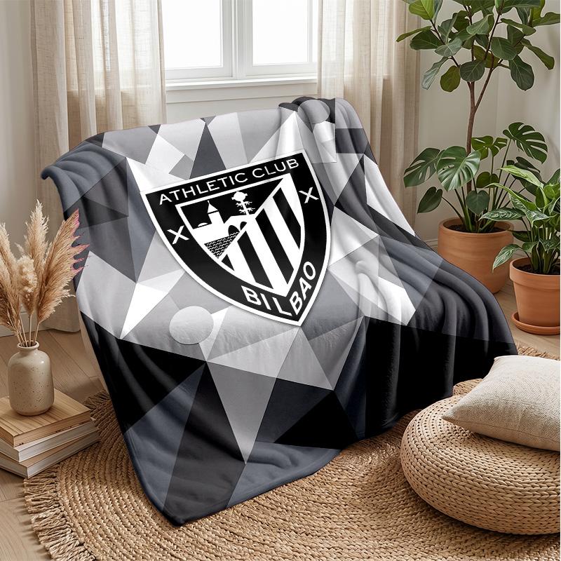 Athletic Bilbao Football Print Flannel Blanket, Soft Warm Lightweight Throw Blanket for Sofa Bed Camping