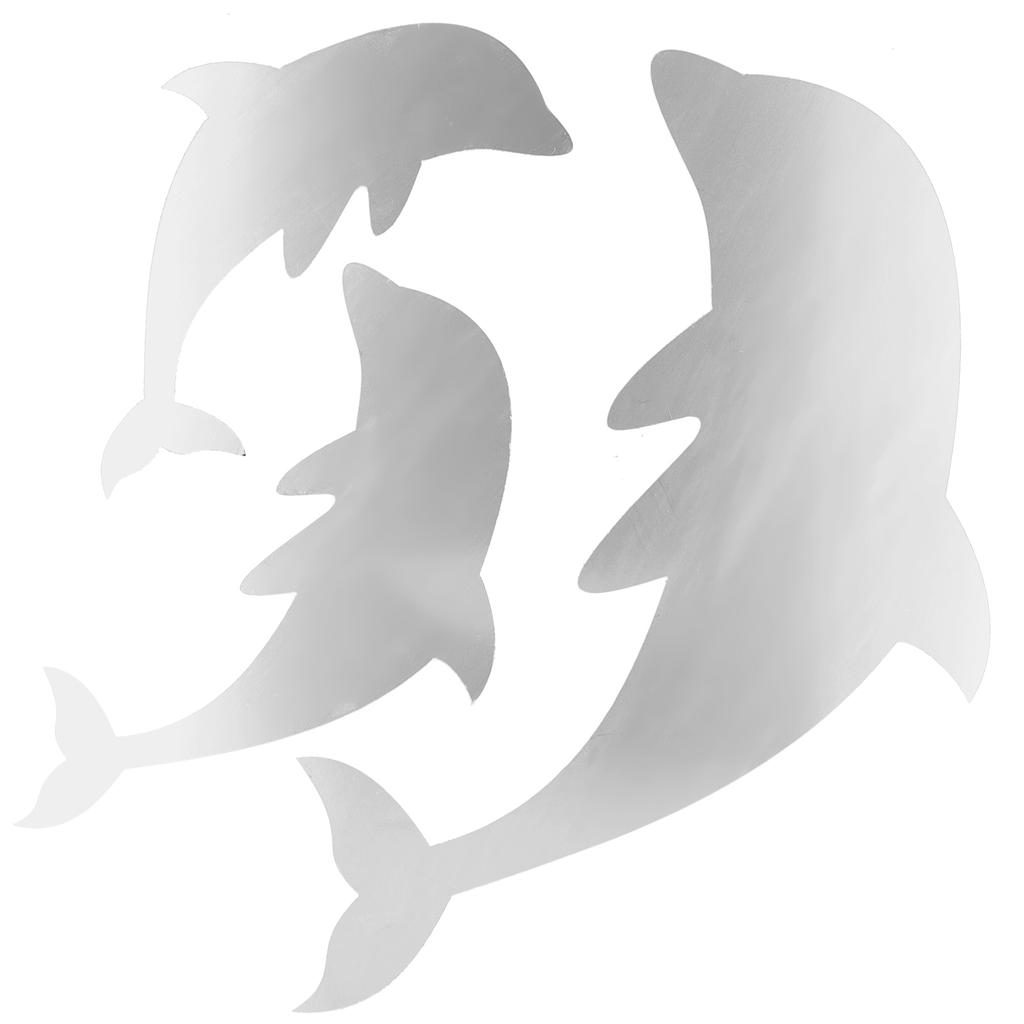 Cute Dolphins Shaped Mirror Wall Sticker Removable Background DIY Kids Room Home DecorationSilver