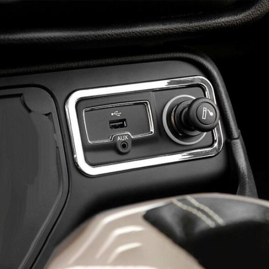For Jeep Renegade 15-2023 Glossy Chrome Center Console Cigarette Lighter Panel