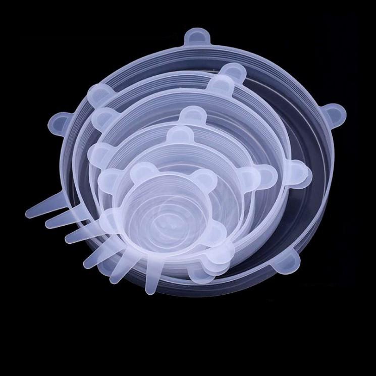 6-Pack Various Sizes Silicone Stretch Lids Retain Freshness Reusable Cover for Bowl