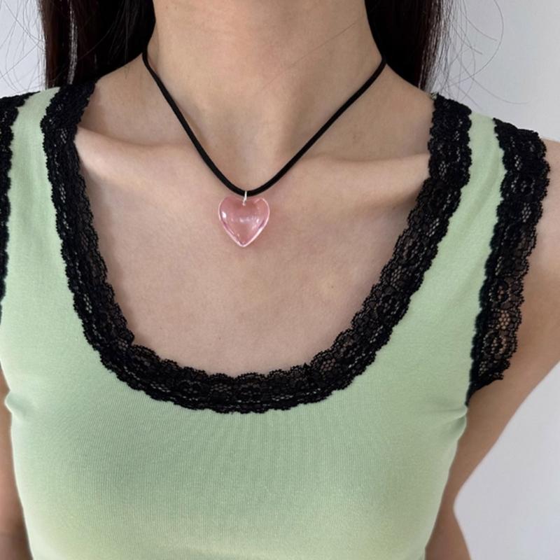 Fashion Trend Niche Sense Loves Pendant Collarbone Chain Temperament Simple Cold Wind Adjustable Black Rope Necklace