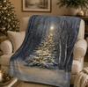 Couverture Douillette en Peluche de Noël Arbre Persistant Neigeux, Décor Ferme Forêt d'Hiver Chalet Festif Cosy Cadeau Bois Lumineux