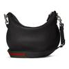 Gucci Body Removable and adjustable shoulder strap with zipper closure, grained soft leather, shoulder crossbody bag, small size, men's black