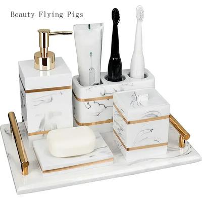 1pcs Resin Light Luxury Bathroom Wash Tray Hotel Bathroom Bathroom Wash Table Toothbrush Shelf Decoration Toilet Accessories