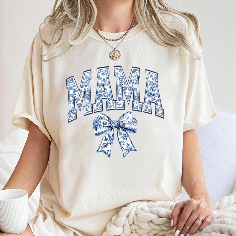 Mama Crewneck Wildflowers Tshirts Pregnancy Gift Leopard Lightning Bow New Mom Classic Tops Mothers Day Gift Vintage T Shirts