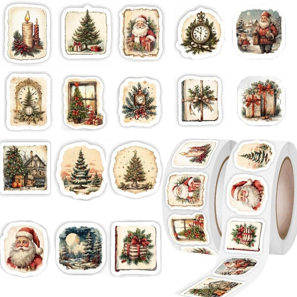 250Pcs DlY Craft Christmas Stickers Roll Merry Christmas Gift Decor Stickers  for Holiday Envelope