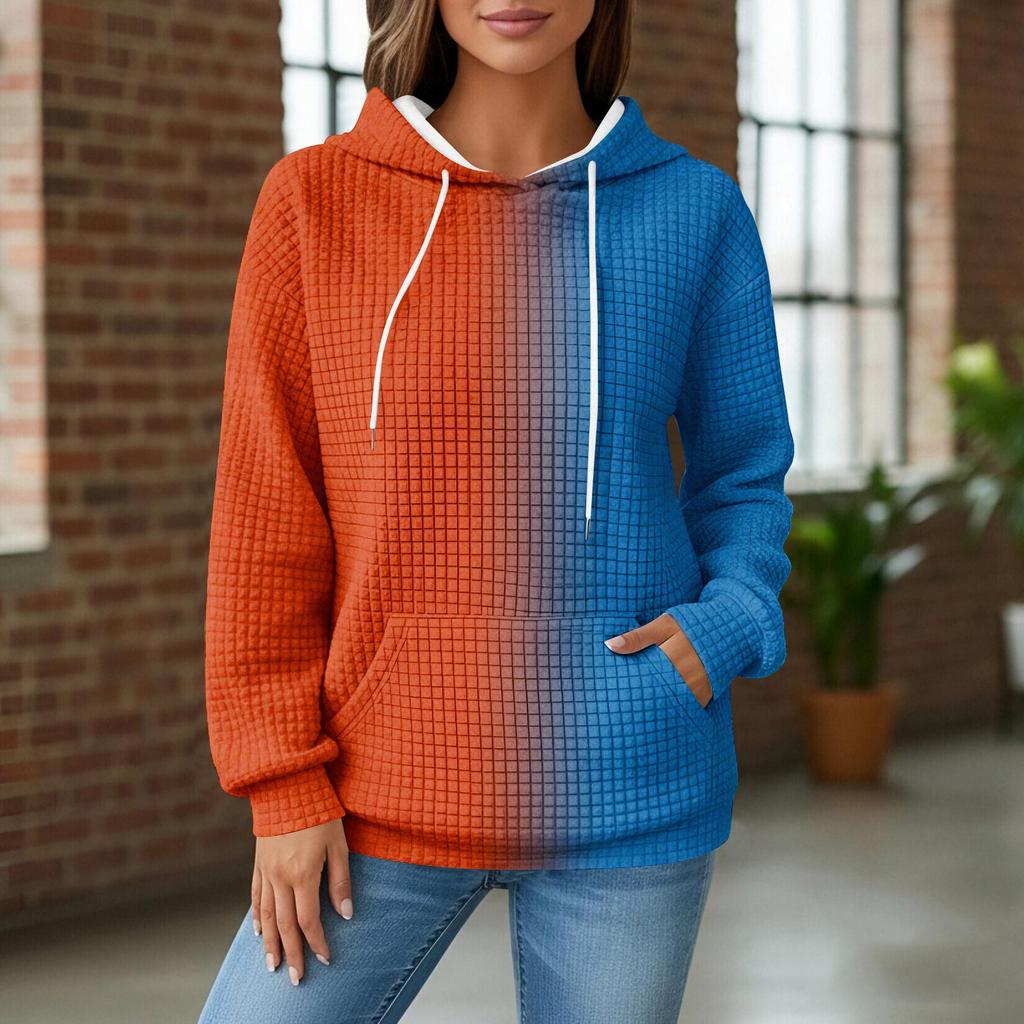 Women's Knit Hoodie - Long Sleeve Pullover with Pocket, Casual Loose-Fit Sweatshirt for Daily Wear/Outdoor