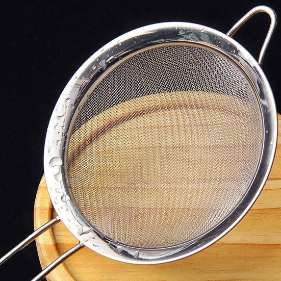 Zestaw Sitka Kuchennych ze Stali Nierdzewnej, Drobne Oczko, Różne Rozmiary, do Mąki, Oleju i Soków, Długi Uchwyt, Bezpieczny do Mycia w Zmywarce, Wszechstronne Sito do Gotowania i Pieczenia