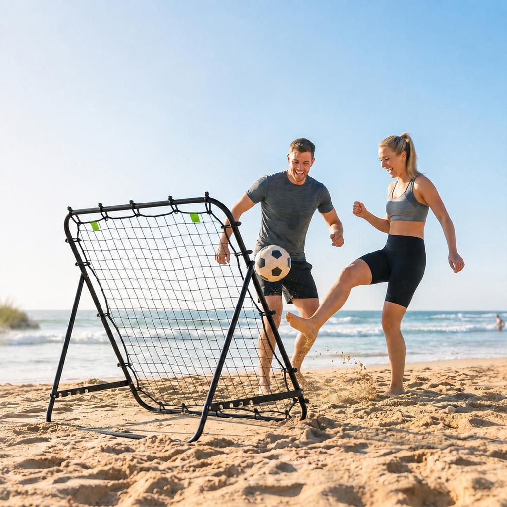 Adjustable Rebounder Net Kickback Target Goal for Teens Adults Training, Black