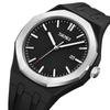 SKMEI Men's Watch, Simple Black Silicone Sport Wristwatch, Waterproof, Stylish Casual Analog Quartz Movement with Large Date Display and Fluorescent