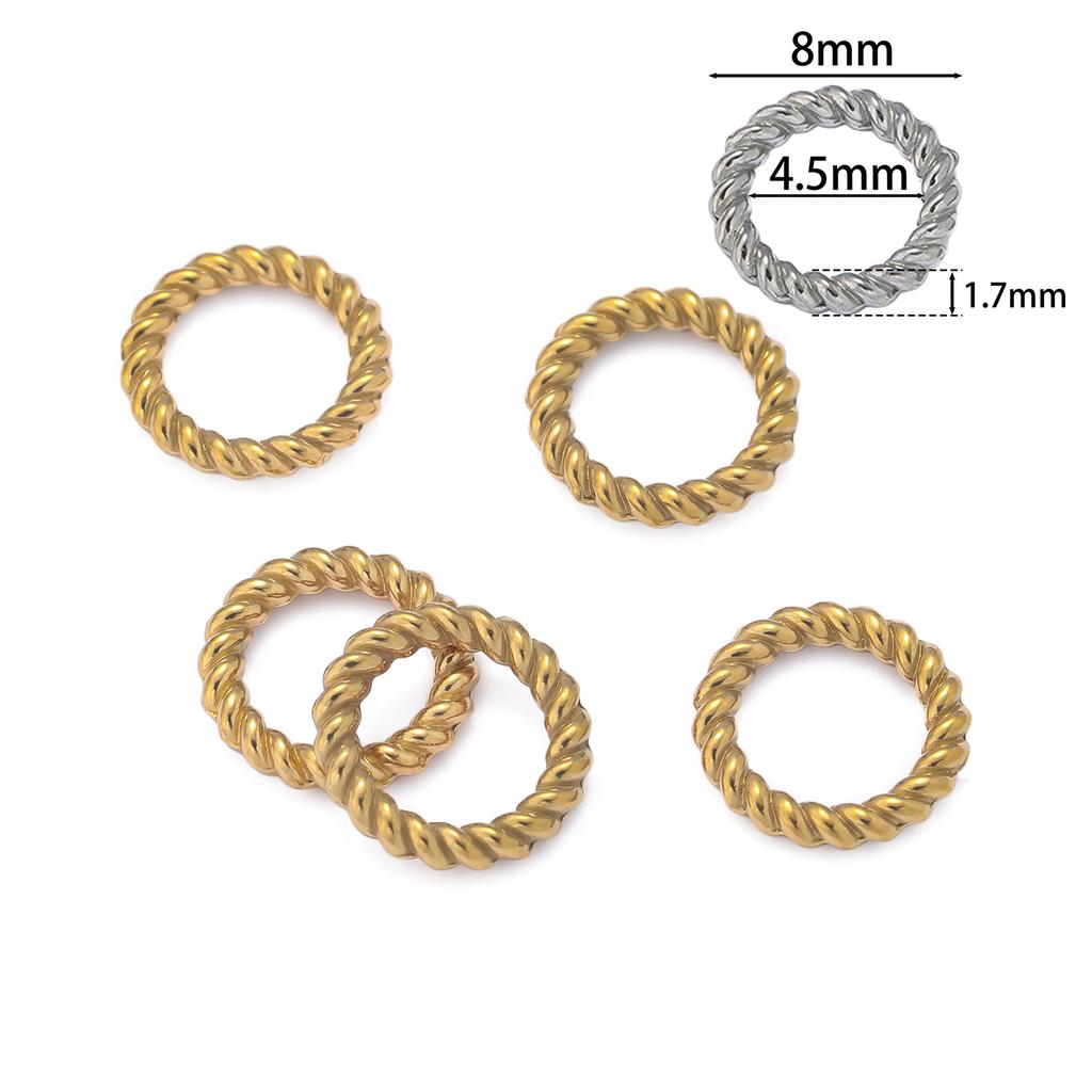 10Pcs Stainless Steel Twist Rope Circle Connector Closed Jump Rings Split Ring For Necklace Bracelets Jewelry Making Accessories