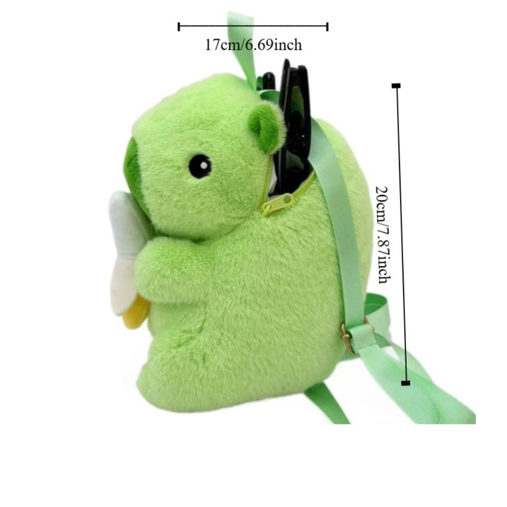 Large Capacity Capybara Plush Backpack Simulation Green Banana Korean Style Capibara Doll School Bag Soft Not Anxious
