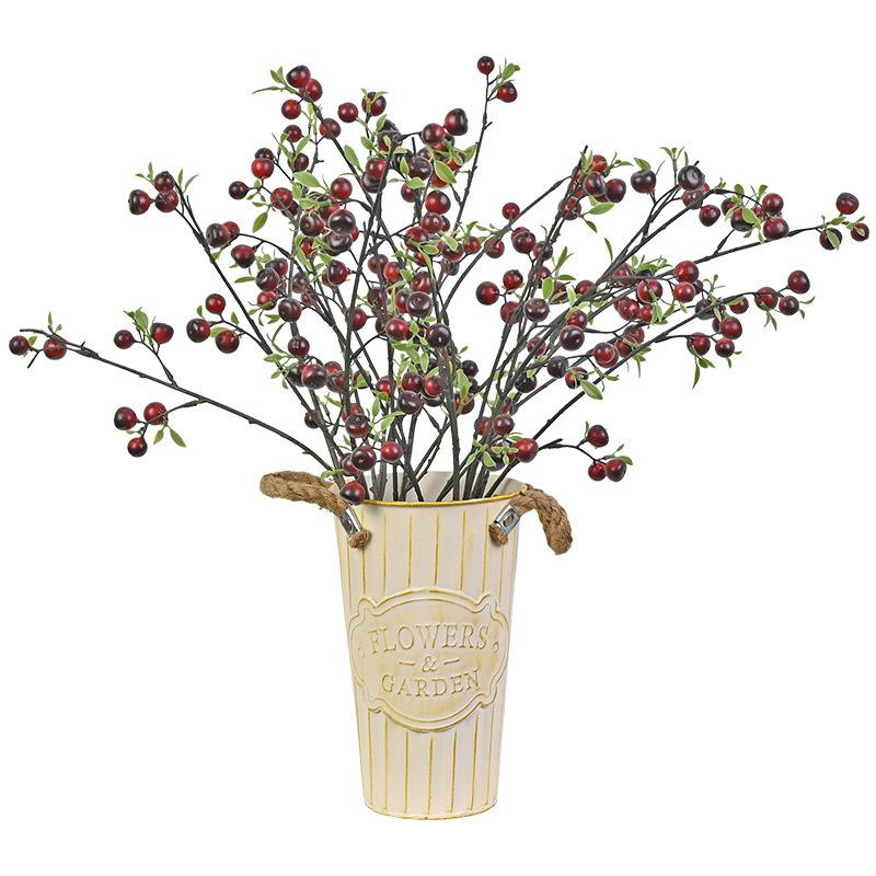 Simulation Small Apple Branch Pulp Fruit European Light Luxury Home Living Room New Year'S Decoration Flower Red Fruit Fortune Fruit Festive